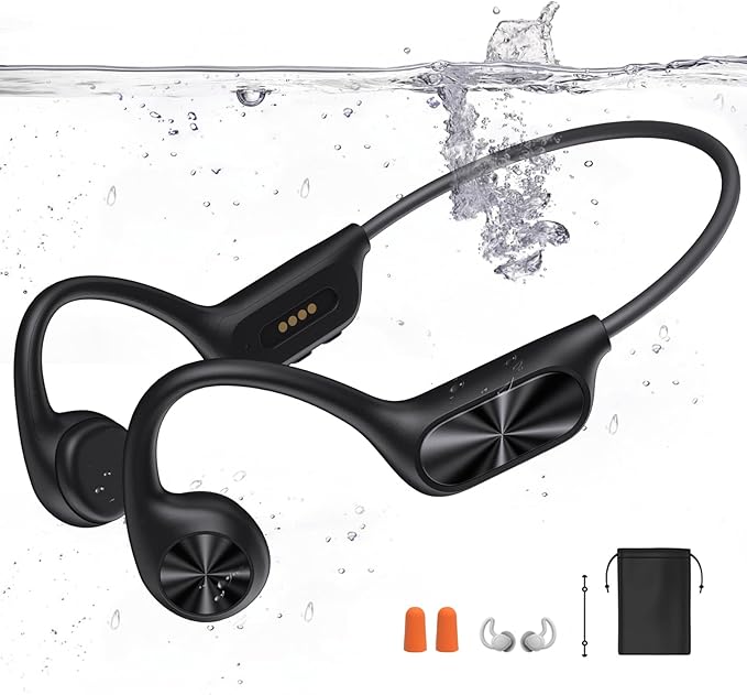 Dnniakm bone conduction swimming headphones with IPX8 waterproof rating

Dnniakm Bluetooth 5.4 sports headphones for swimming and running

Dnniakm waterproof MP3 headphones with 32GB built-in memory

Black Dnniakm open-ear headphones for swim training and outdoor workouts

Underwater bone conduction headphones by Dnniakm with magnetic charging

Dnniakm swimming headphones worn with goggles and swim cap

Close-up of Dnniakm IPX8 waterproof bone conduction headset

Athlete using Dnniakm wireless open-ear head