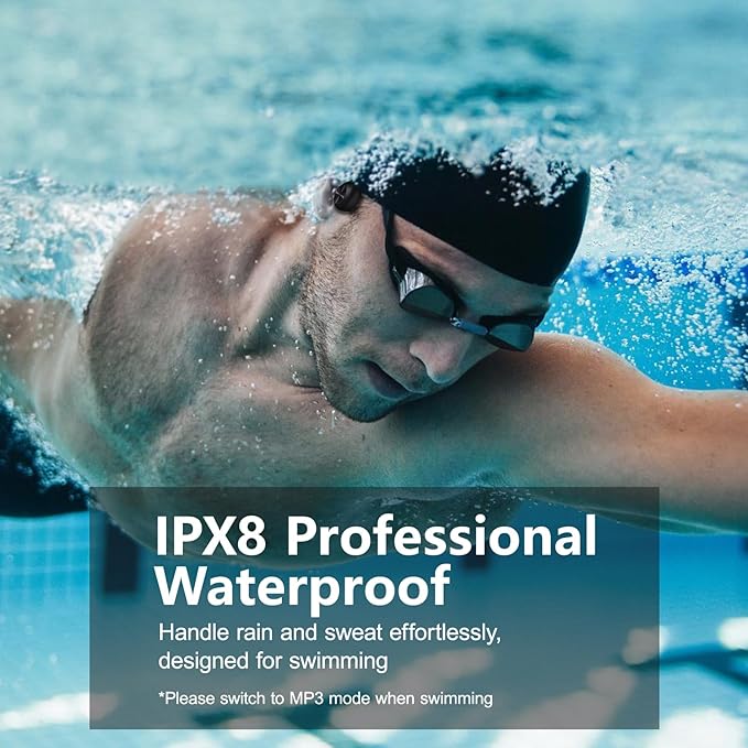 Dnniakm bone conduction swimming headphones with IPX8 waterproof rating

Dnniakm Bluetooth 5.4 sports headphones for swimming and running

Dnniakm waterproof MP3 headphones with 32GB built-in memory

Black Dnniakm open-ear headphones for swim training and outdoor workouts

Underwater bone conduction headphones by Dnniakm with magnetic charging

Dnniakm swimming headphones worn with goggles and swim cap

Close-up of Dnniakm IPX8 waterproof bone conduction headset

Athlete using Dnniakm wireless open-ear head
